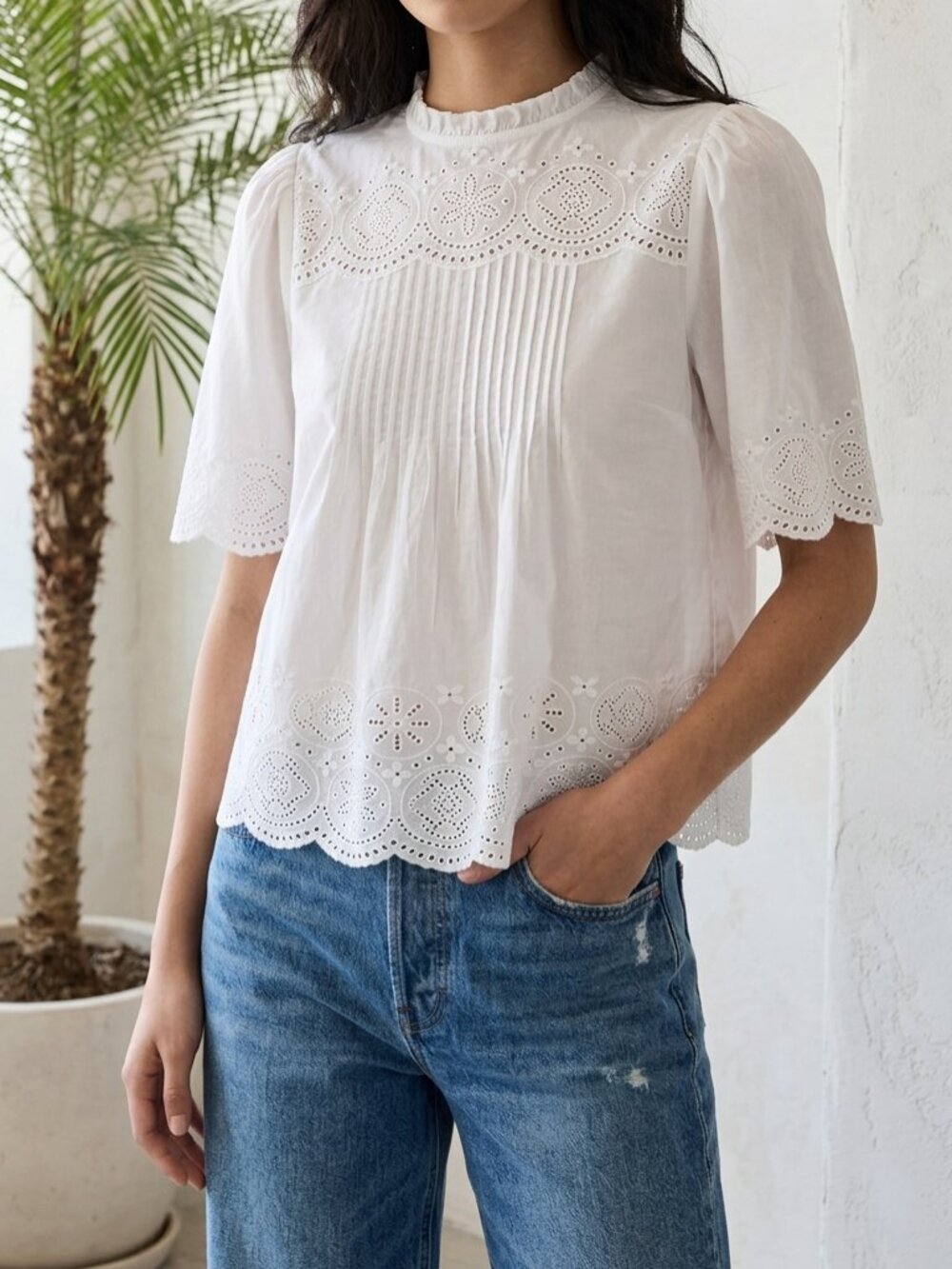 Madewell White Eyelet Embroidered Blouse — NWT 🤍